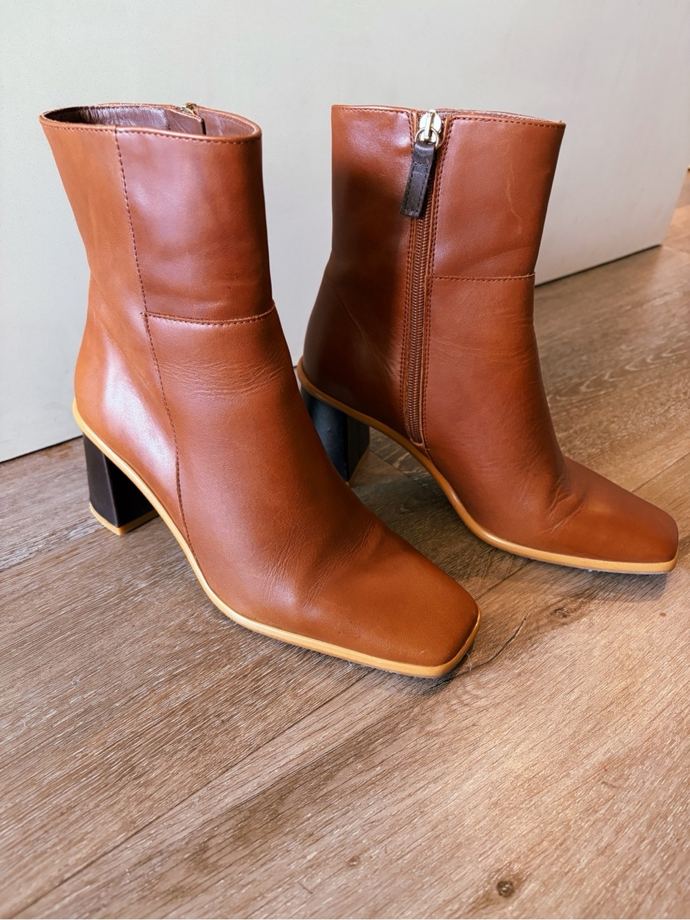 ALOHAS West Vintage Tan Cognac Genuine Leather Ankle Boots 38 size 8